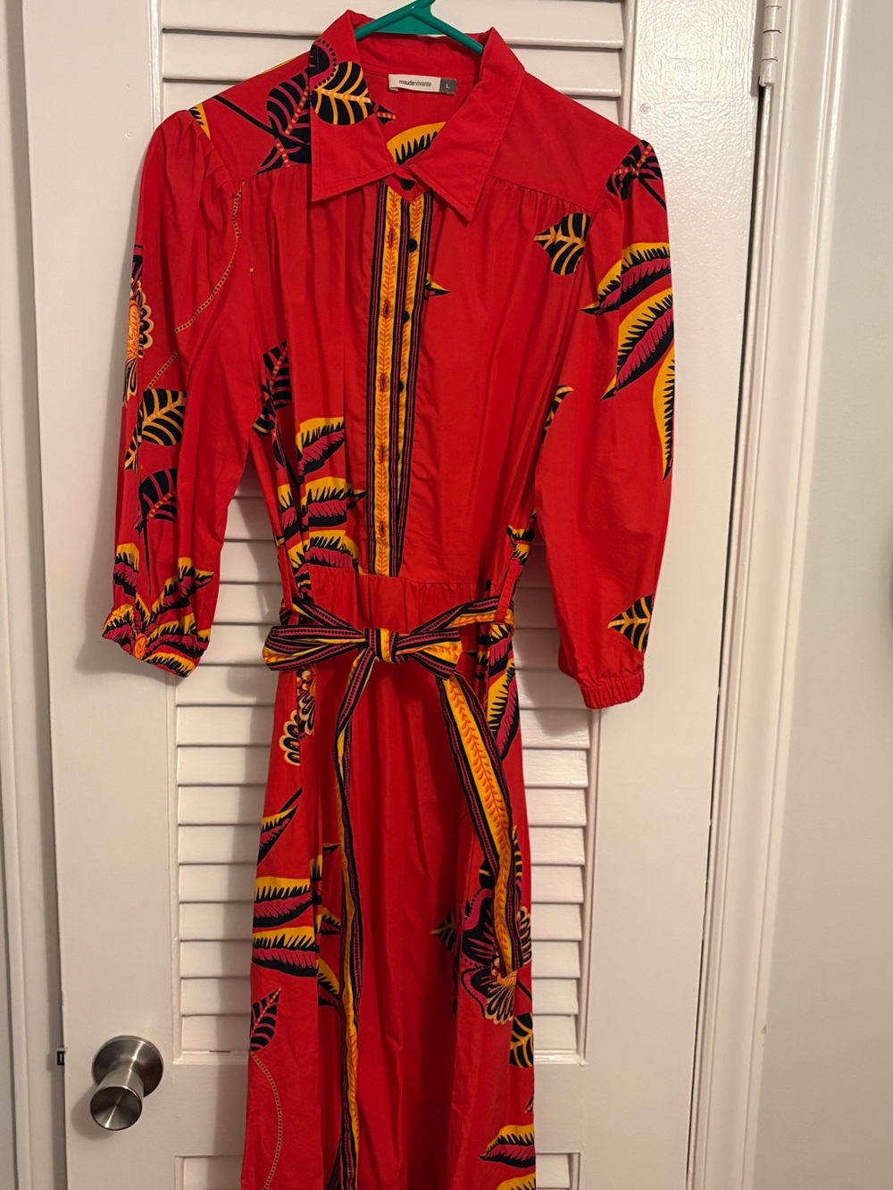 Women's Red Floral Wrap Maxi Dress with Belt